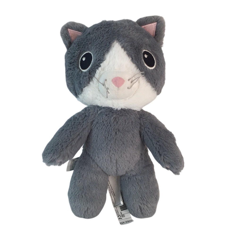 IKEA AFTONSPARV Plush Cat 11" Gray White Stuffed Animal 2019 Toy 005.515.39